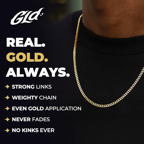 18K 3MM Yellow Gold Cuban Link Chain for Men and Women - 18