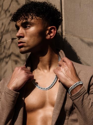 Stainless Steel Cuban Link Chain Necklace, Cool Hip Hop Jewelry Silver/Black/18K Gold Plated, 3-12mm Wide, 18-30 Inch