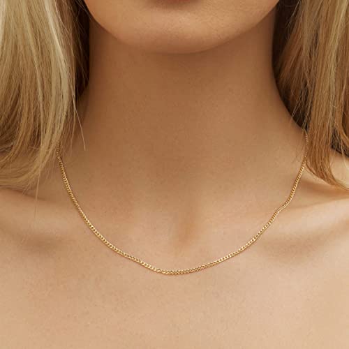 Barzel 18K Gold Plated Curb/Cuban Link Chain Necklace - 2MM to 5MM, Made In Brazil
