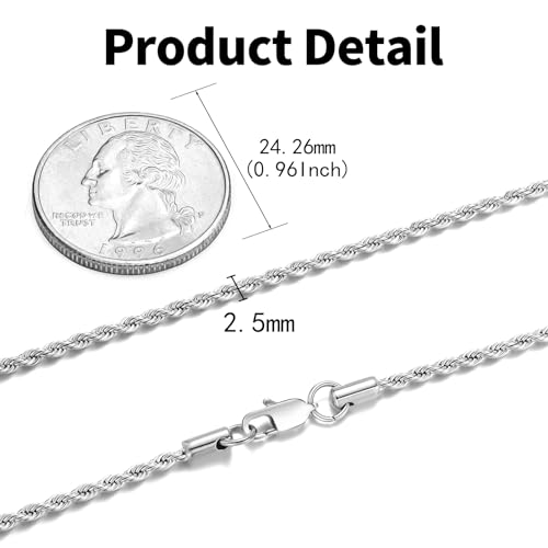 Stainless Steel Diamond-Cut Braided Rope Chain Necklace for Men and Women