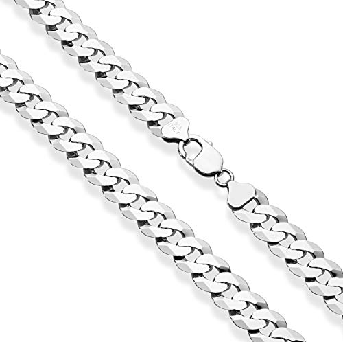 Miabella Italian Sterling Silver 925 Diamond-Cut Cuban Link Chain Necklace for Men