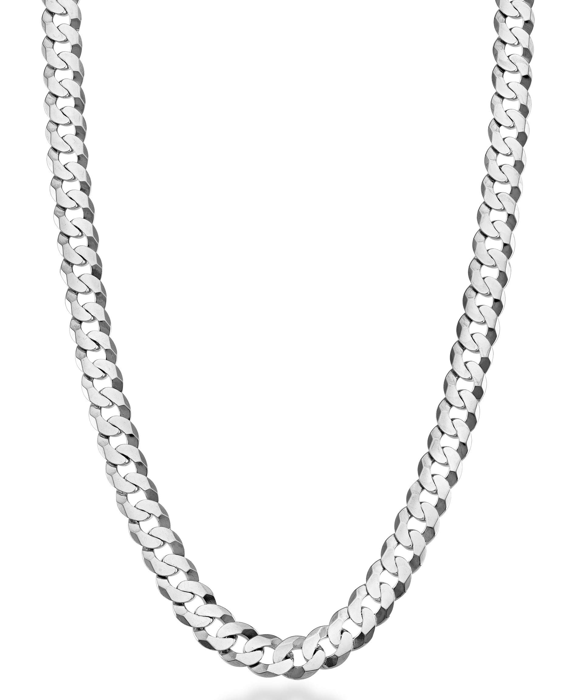Miabella Solid 925 Sterling Silver Diamond Cut Cuban Link Necklace