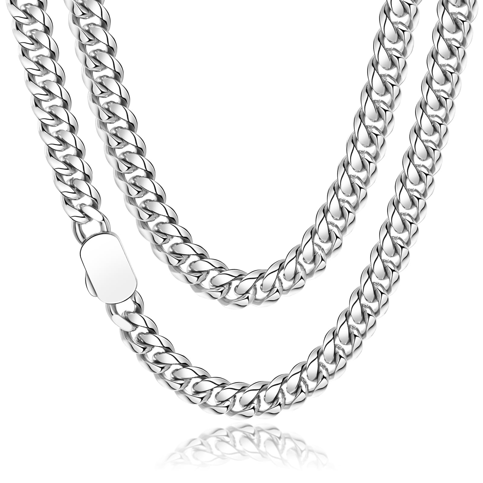 Stainless Steel Cuban Chain Necklace - Silvr 6/8/10mm Miami Curb Chain 18/20/22/24Inches