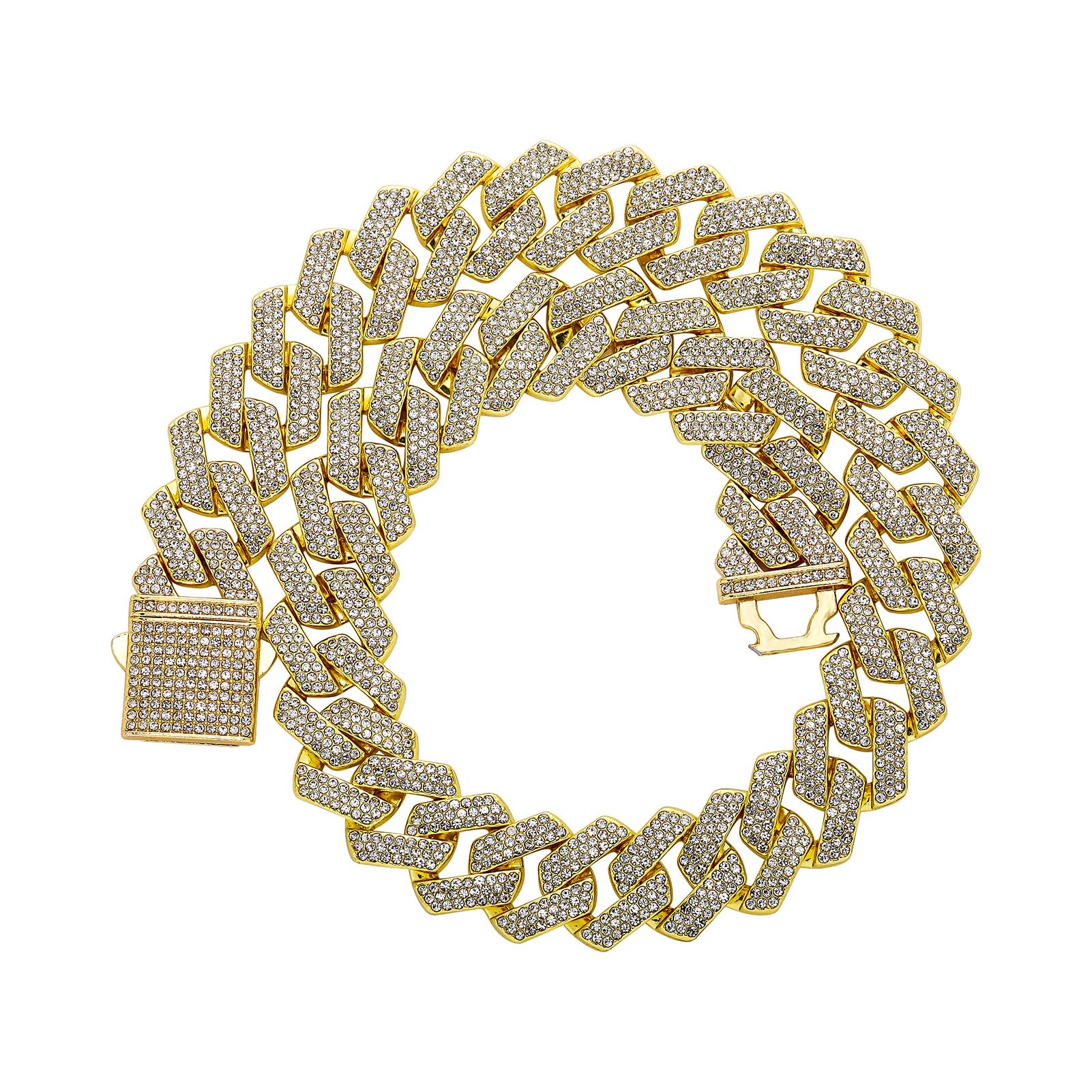 JINAO 14K Gold Plated Cubic Zirconia Miami Cuban Necklace for Men and Women